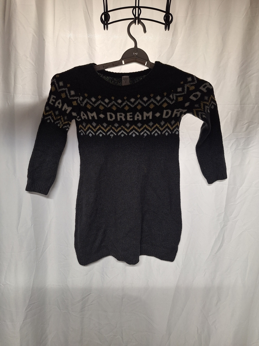 Carter's Black Knit Dress with 'DREAM'